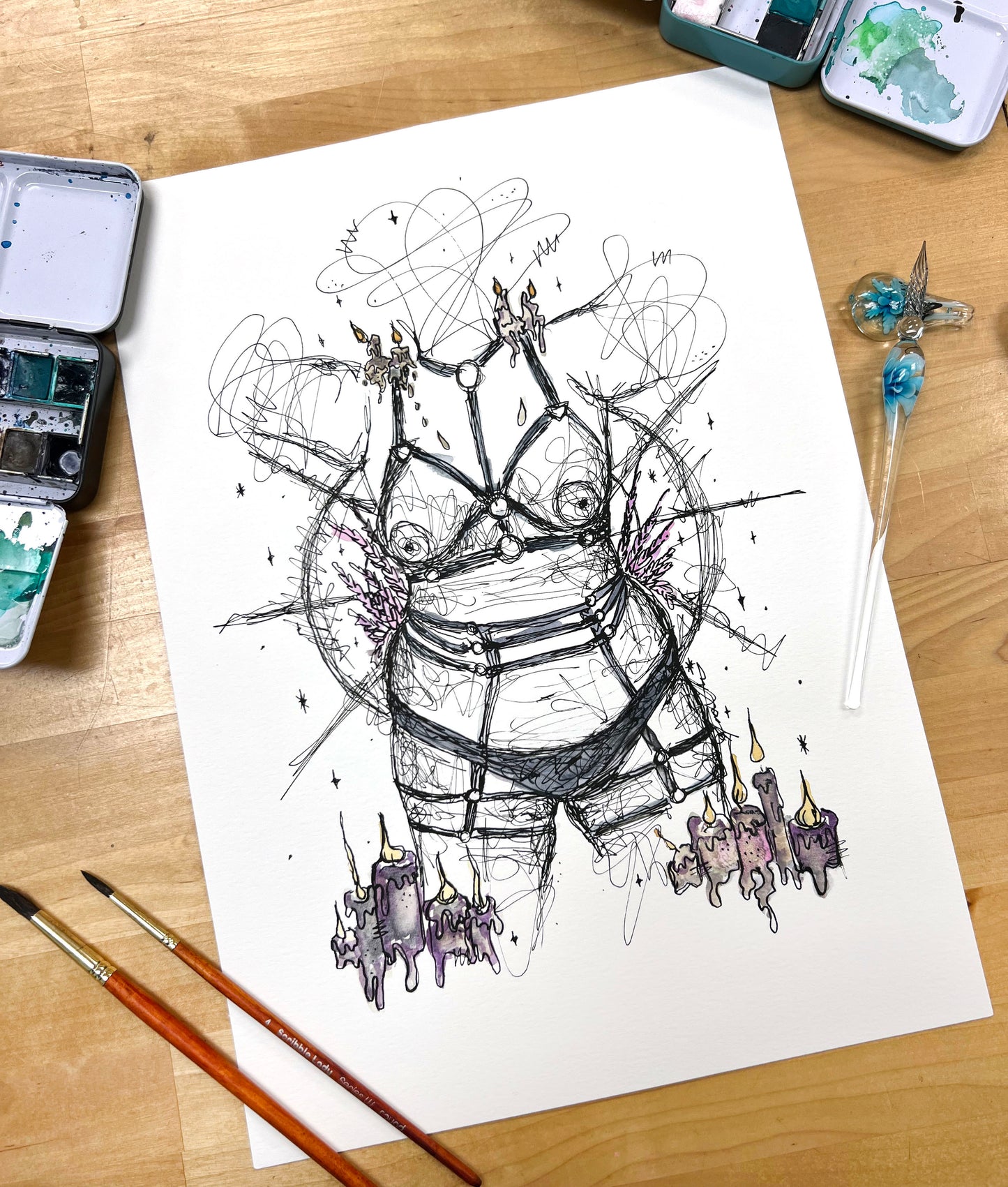 "Wax Play and Witchy Shit" Unframed Original