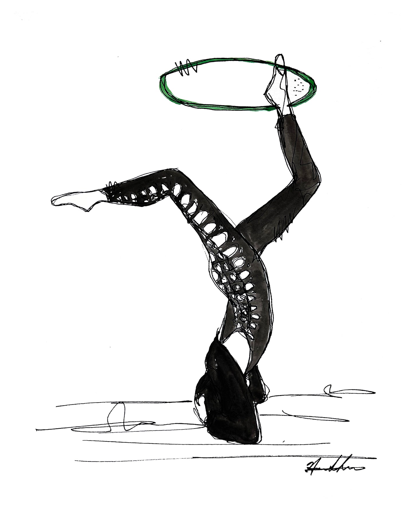 "Miss Honeysuckle - Foot Hooping Headstand" Limited Edition Print
