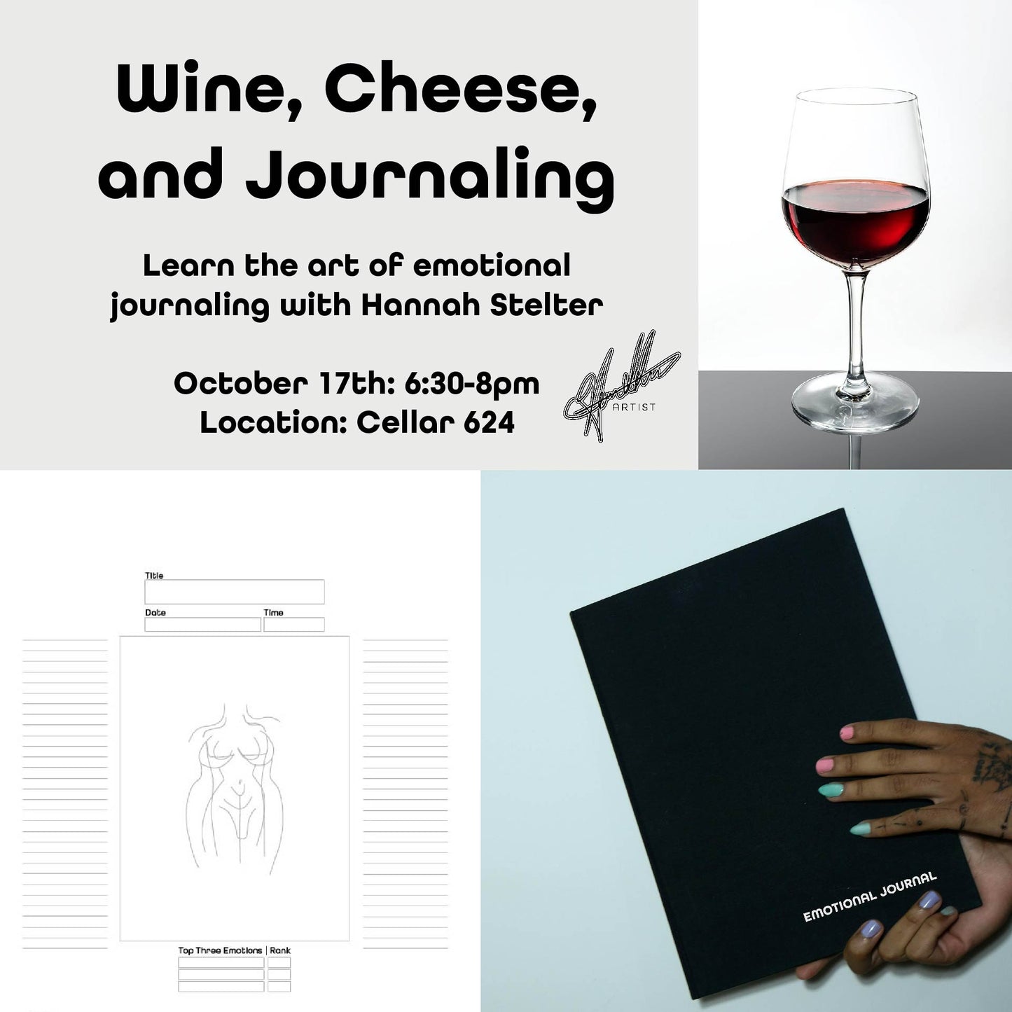 Emotional Journaling Night OCT. 17 at Cellar 624